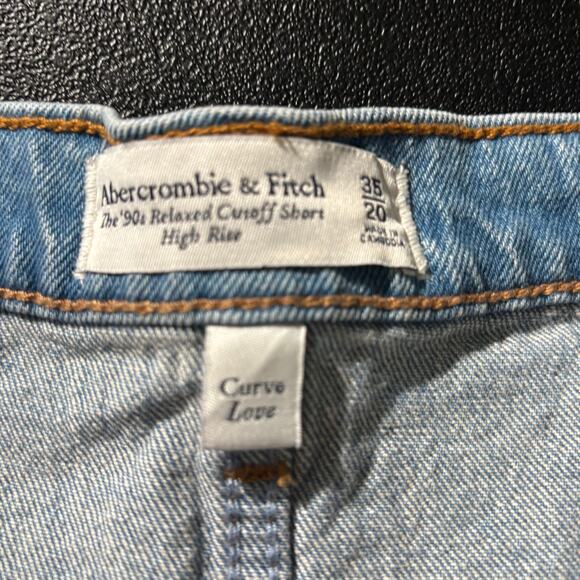 Abercrombie & Fitch Denim Shorts Women 35/20 High Rise Relaxed Cutoff Curve Love - Picture 3 of 8